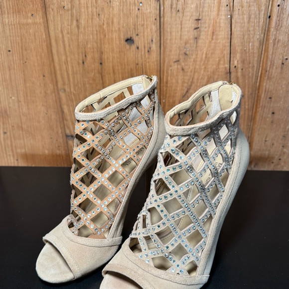 MICHAEL Michael Kors Yvonne Open-Toe Booties Khaki Suede Size 7M - Picture 13 of 13